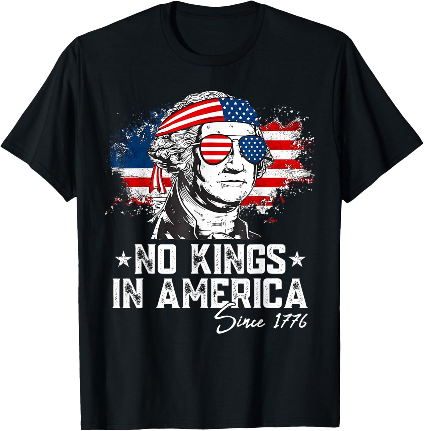 No Kings In America Since 1776 Distressed Usa Flag Vintage T-shirt