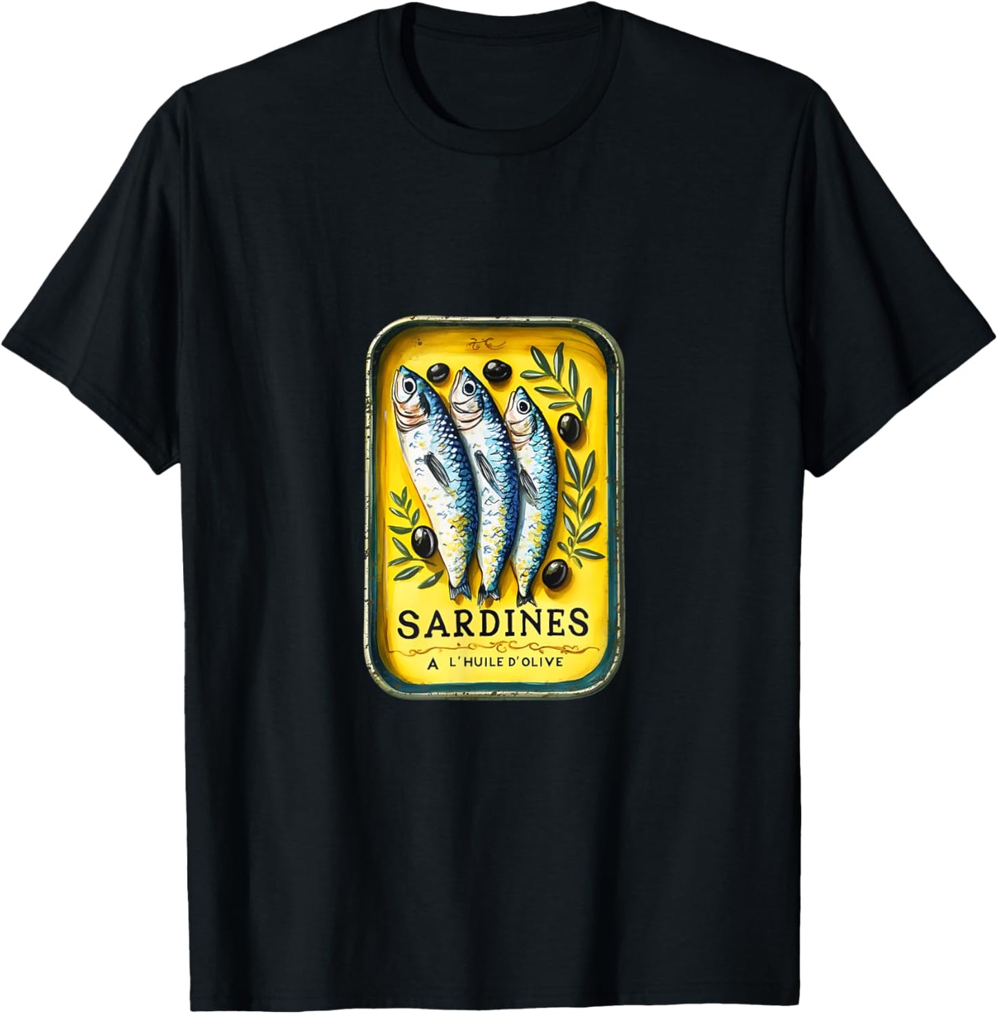 Retro European Yellow Summer Sardine Fish Can T-Shirt