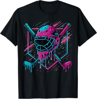 Retro Ice Cream Hockey For Boys Kids And Youth Hockey Drip T-Shirt