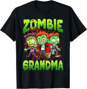 Zombie Grandma Halloween Costume Family Matching T-Shirt, Small, Black