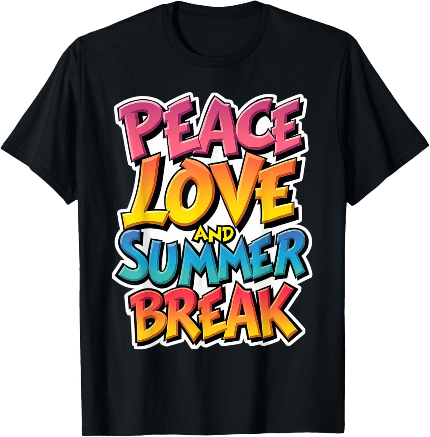 Peace Love And Summer Break Vacation Holiday Teen Boys Girls T-Shirt