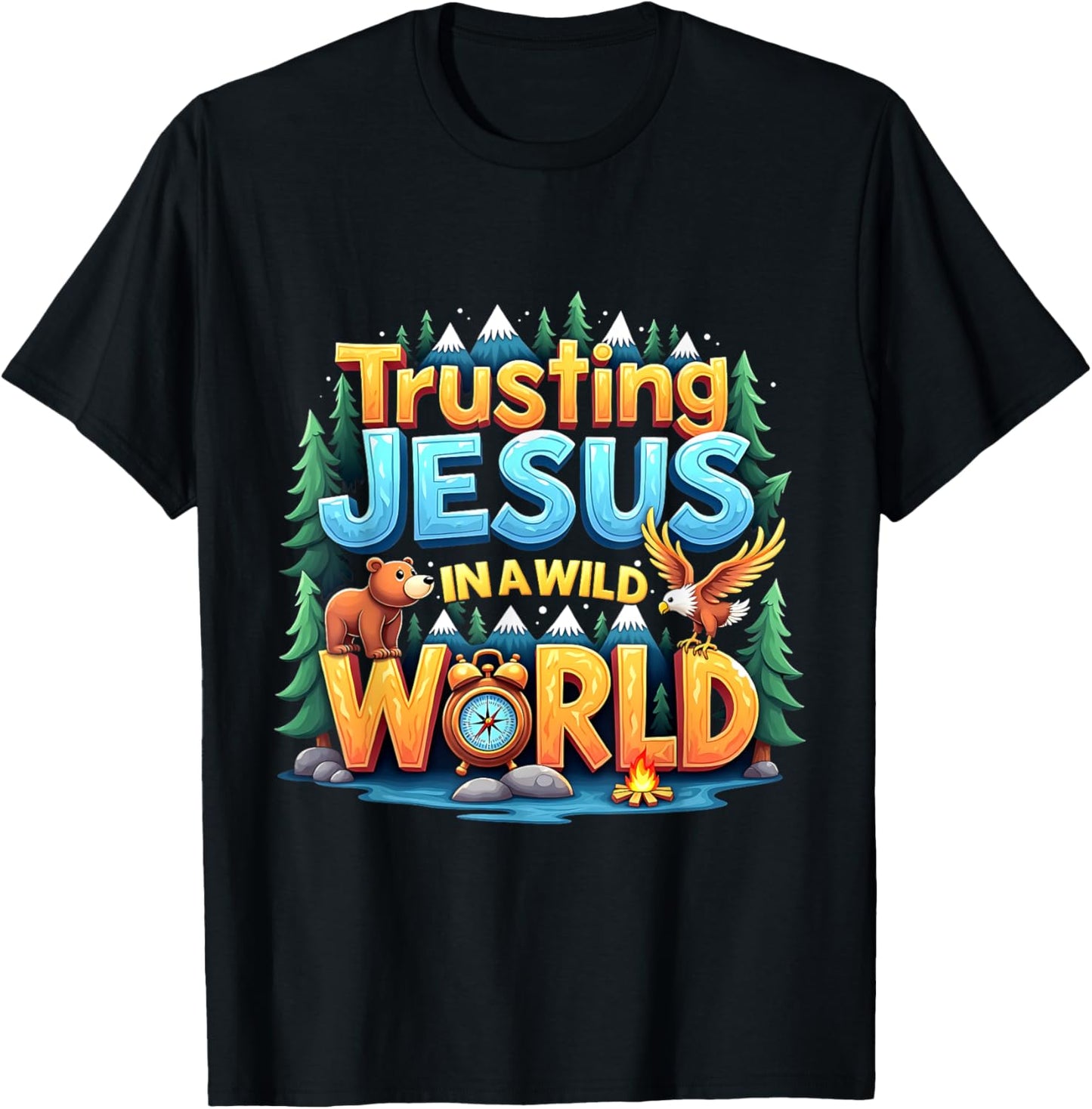 Trusting Jesus Camp Christian Summer True North VBS 2025 T-Shirt