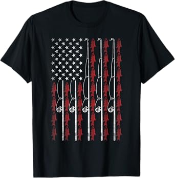 American Flag Fishing Shirt Men Women Patriotic Fisherman T-Shirt