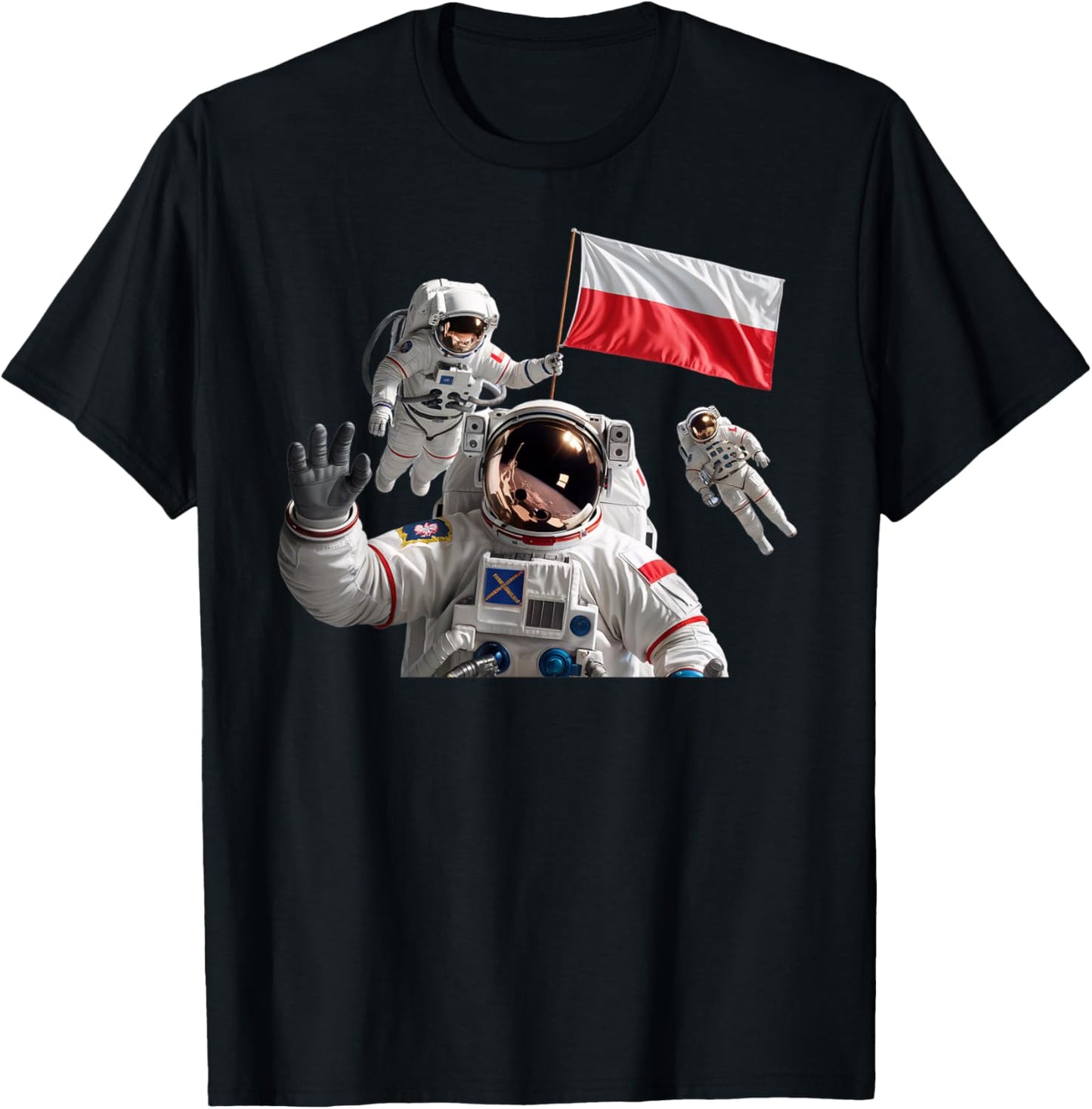 Polish Space Mission Design Pride Flag Astronauts T-Shirt