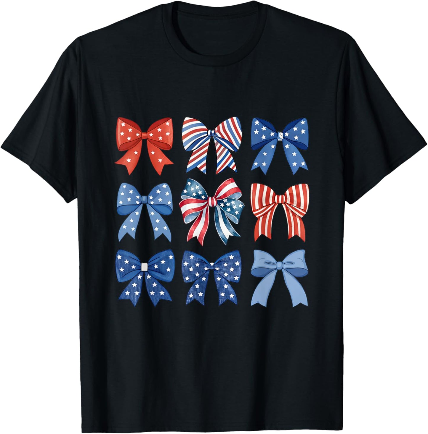 Happy 4th Of July Patriotic Toddler Girl Boho Coquette Bows T-Shirt