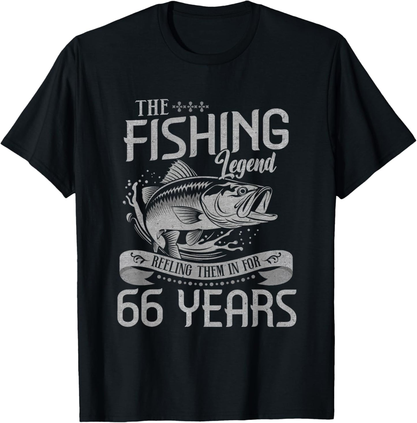 Fishing Legend 66 Years Old Gift Fisherman 66th Birthday Men T-shirt