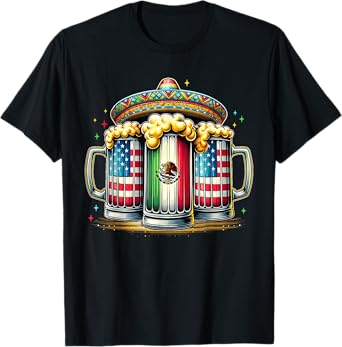 Beer Mexican USA Flag Cinco de Mayo Drinking Party Men Women T-Shirt