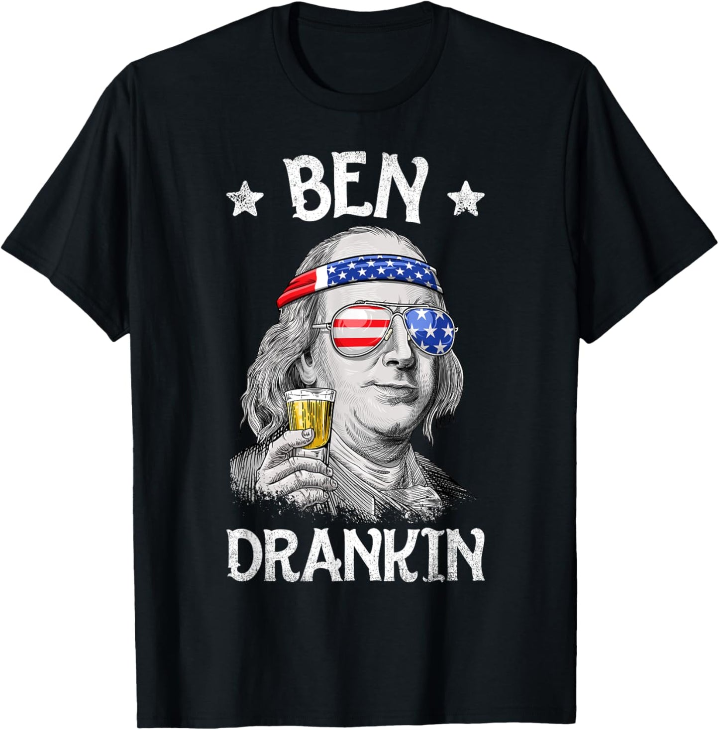 Ben Drankin 4th of July Benjamin Franklin Men Women USA Flag T-Shirt