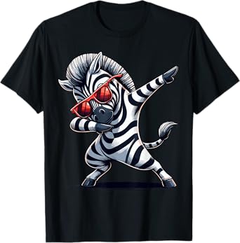 Dabbing Zebra with Sunglasses Animal Funny Zebra T-Shirt