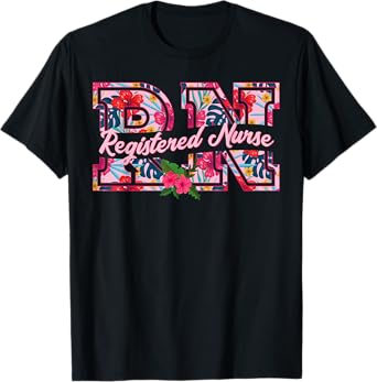 RN Tropical Flowers Registered Nurse Aloha Summer Vacation T-Shirt