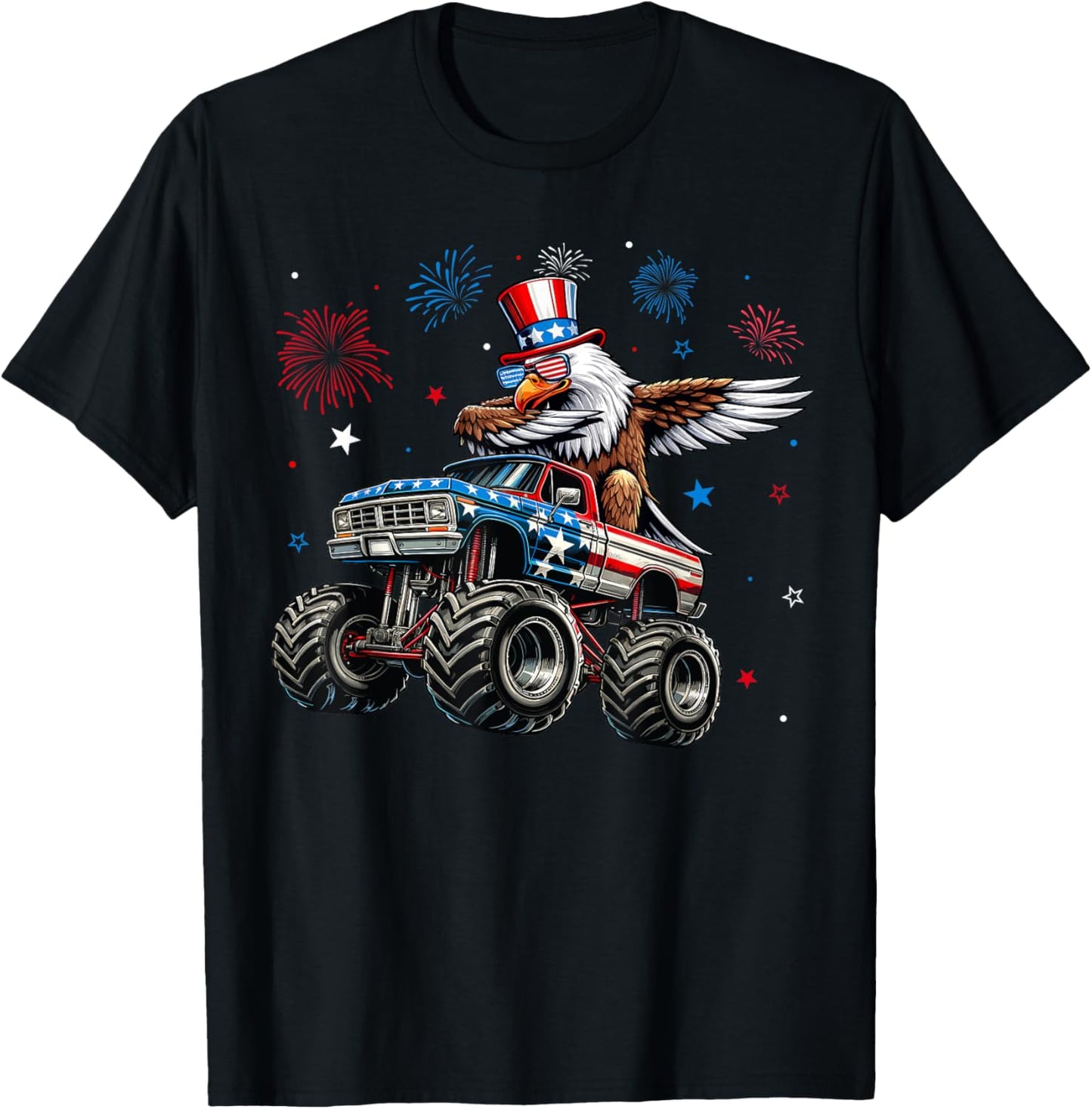 Dabbing Eagle Monster Truck Usa Flag 4th Of July Shirt Boys T-shirt