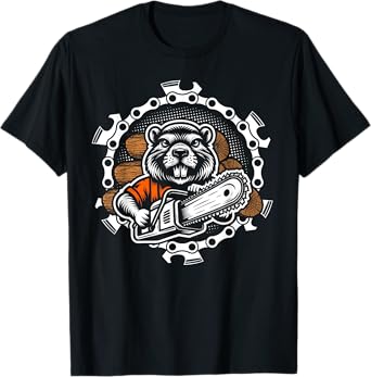 Beaver Lumberjack Forest Worker Chainsaw Wood T-Shirt