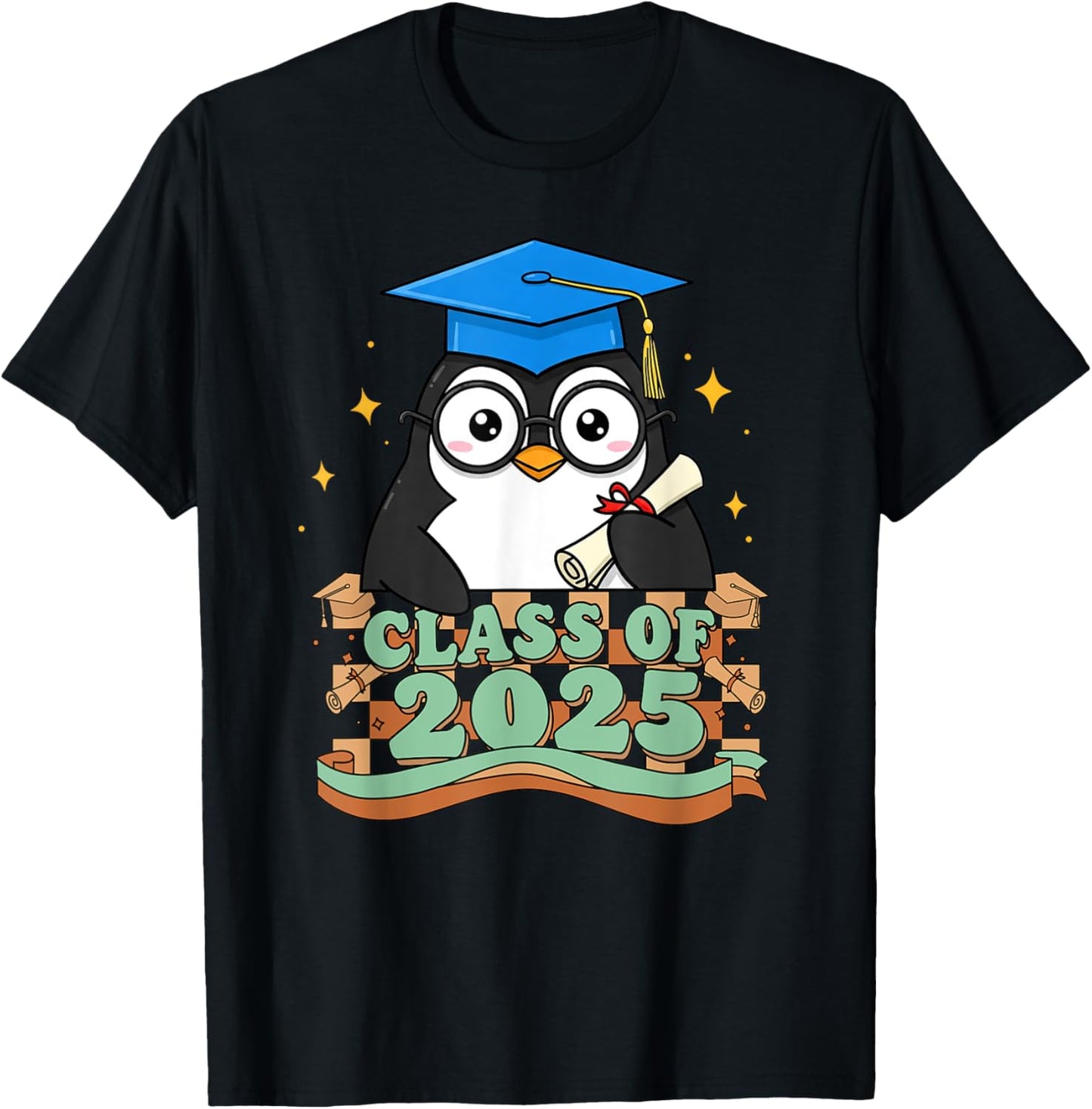 Graduate Penguin Class Of 2025 Kids Mens Womens Graduation T-Shirt