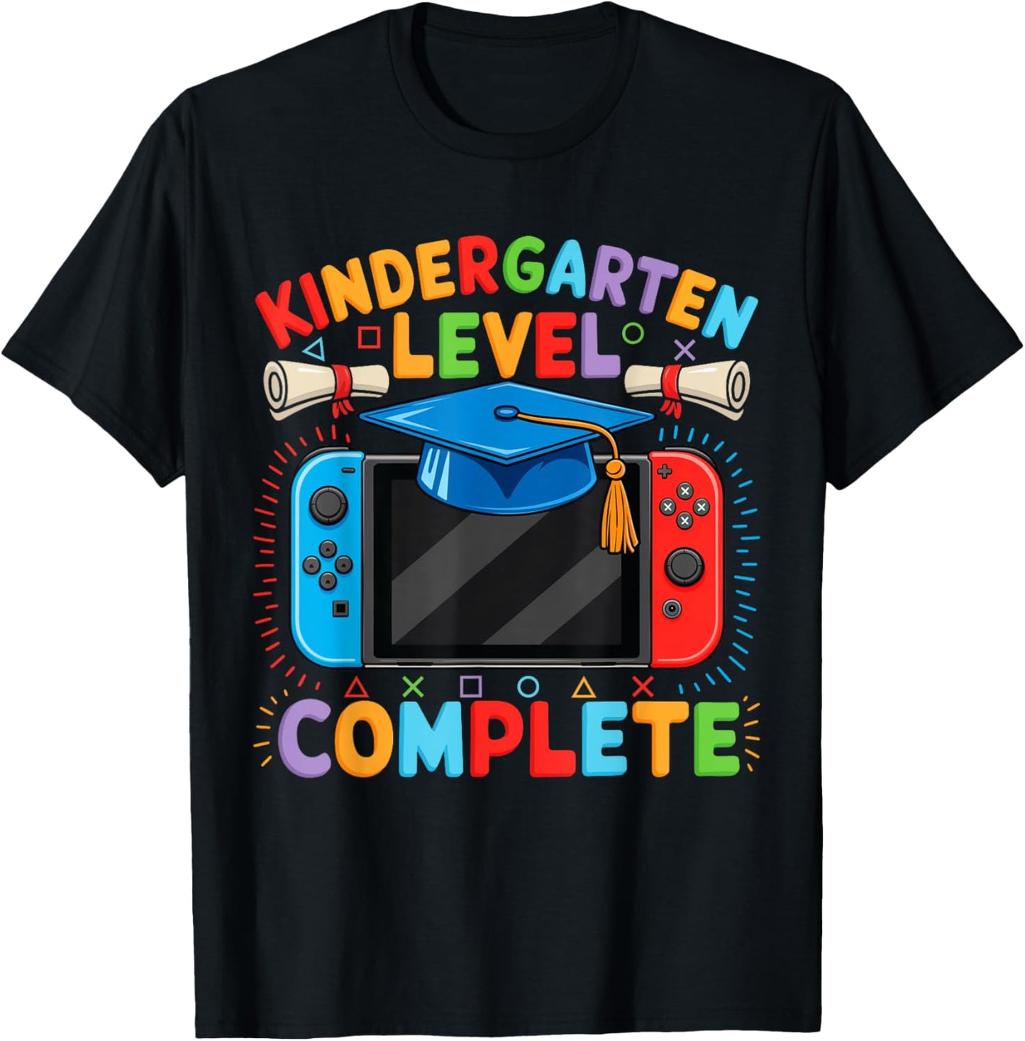 Kindergarten Level Complete Class Of 2025 Graduation Gamer T-Shirt