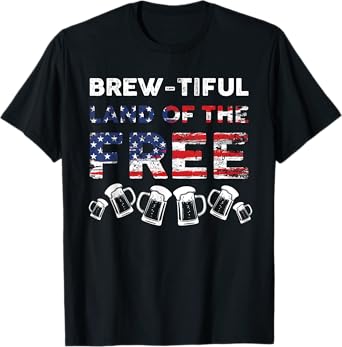 Beer Patriotic American USA Flag Brewing T-Shirt