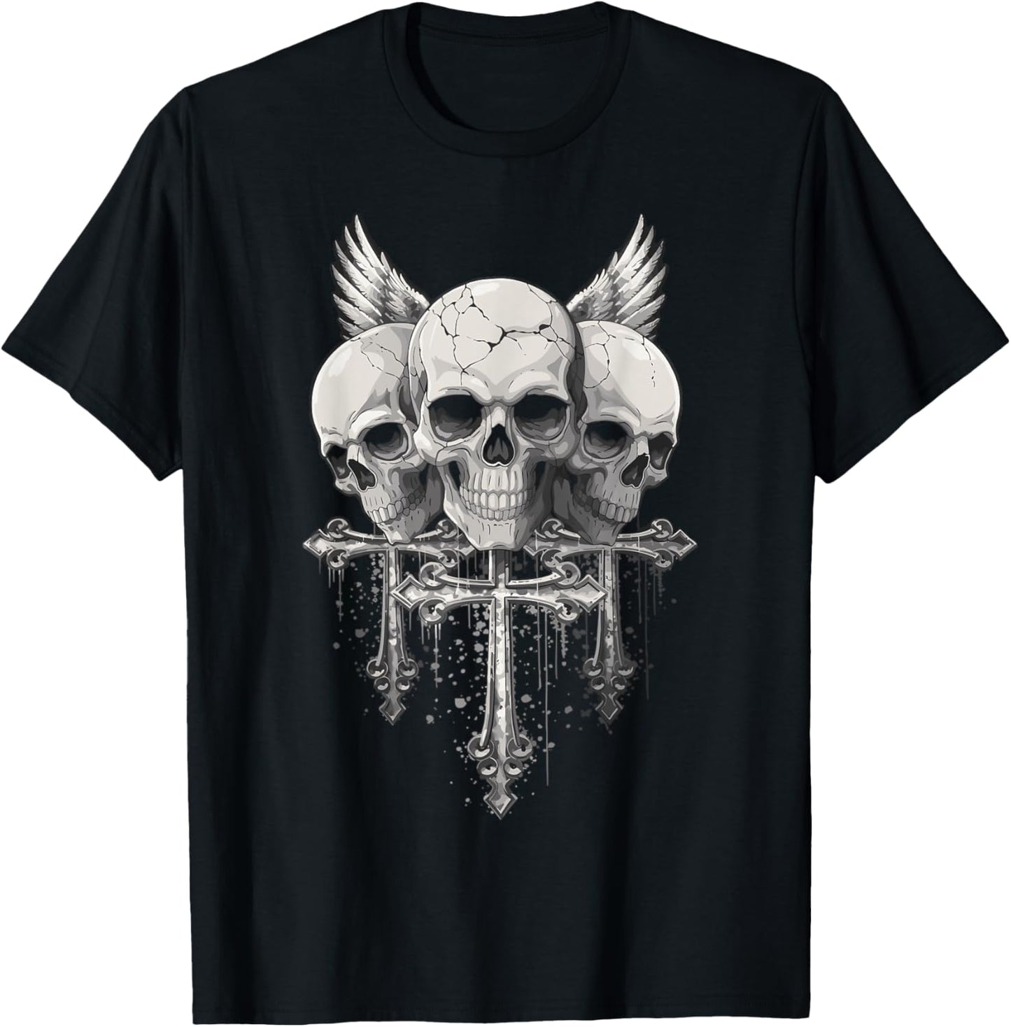 Three Skull Gothic Art Grunge Emo Stuff T-Shirt