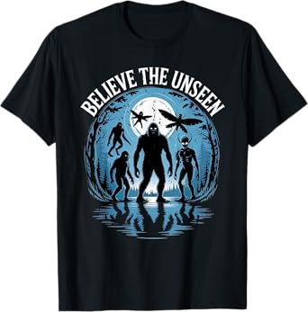 Believe in the Weird Bigfoot Alien Cryptid Paranormal Night T-Shirt