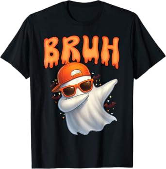 Funny Bruh Meme Spooky Dabbing Ghost Halloween Kids Toodlers T-Shirt