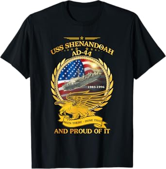 LoveUsNavy-2022 Unisex-Adults Classic Fit Black Small USS Shenandoah (AD-44) 1983-1996 Graphic T-Shirt