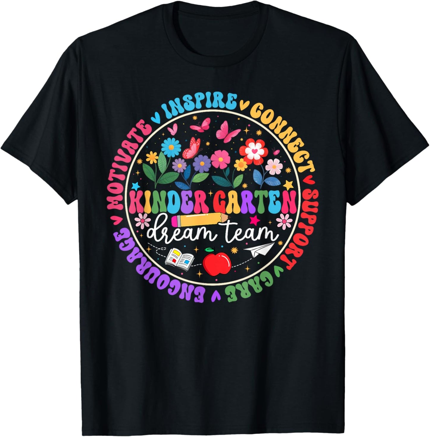 Kindergarten Dream Team Back To School Teacher Floral Women’s T-shirt by TeeBrew