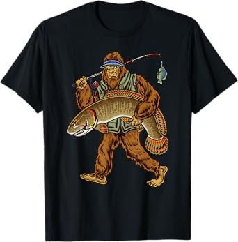 Bigfoot Bowfin Fishing Dogfish Fisherman Cryptid Sasquatch T-Shirt