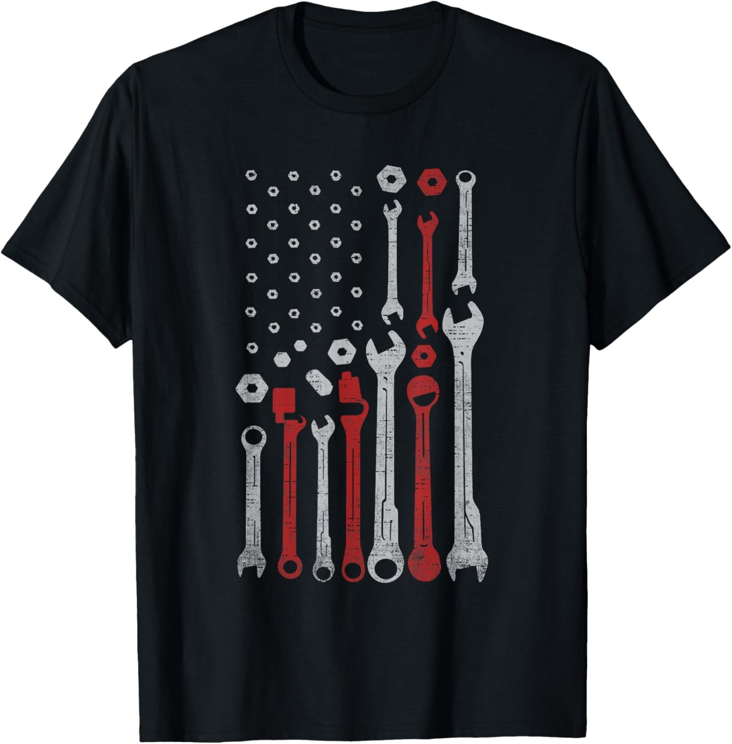 Vintage Mechanic Flag USA American Patriotic Flag Car Mens T-Shirt