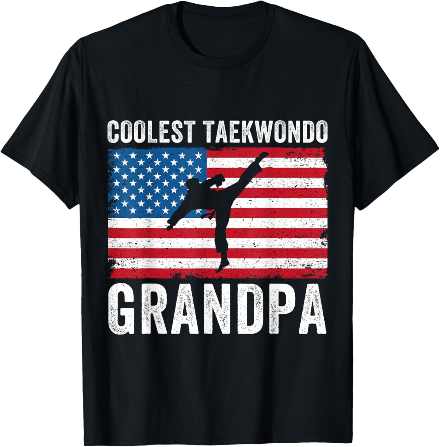 Taekwondo Grandpa American Flag Martial Arts Funny TKD Men T-Shirt