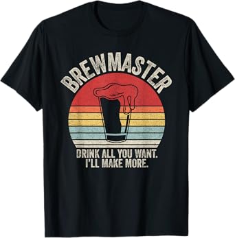 Vintage Retro Brewmaster Craft Beer Home Brewing Brewer Gift T-Shirt