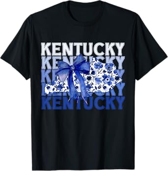 Coquette Blue Floral Bow Kentucky T-Shirt