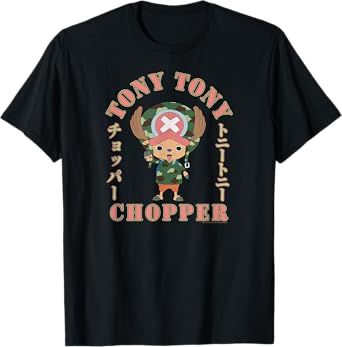 One Piece Anime Tony Tony Chopper Camo Arched Kanji T-Shirt