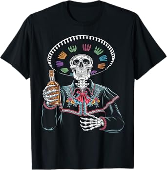 Skeleton Tequila Mexico Dia De Los Muertos Mexican Men T-Shirt