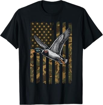 Duck Hunting US Flag Waterfowl America T-Shirt