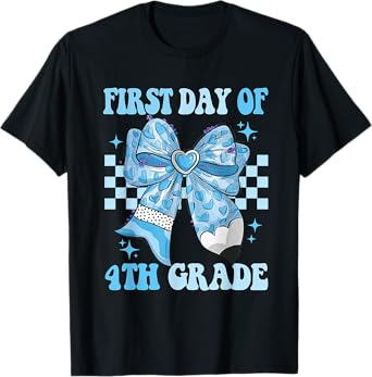 First Day Of 4th Grade Coquette Back To School Girls Kids T-Shirt