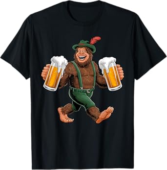 Bigfoot Oktoberfest Lederhosen Prost Beer Mug Drinking Team T-Shirt