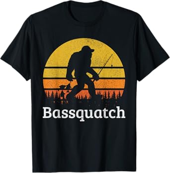 Bassquatch Funny Bass Fishing Sasquatch Bigfoot Vintage Gift T-Shirt