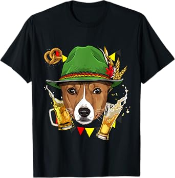 Basenji Oktoberfest Dog Lederhosen German Beer Fest T-Shirt