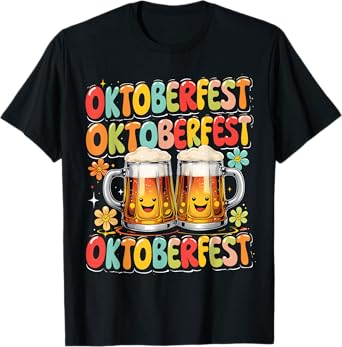 Oktoberfest Happy Beer Mugs Cute German Festival T-Shirt