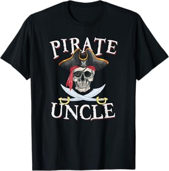 Mens Pirate Uncle Halloween Skull Pirate Hat T-Shirt