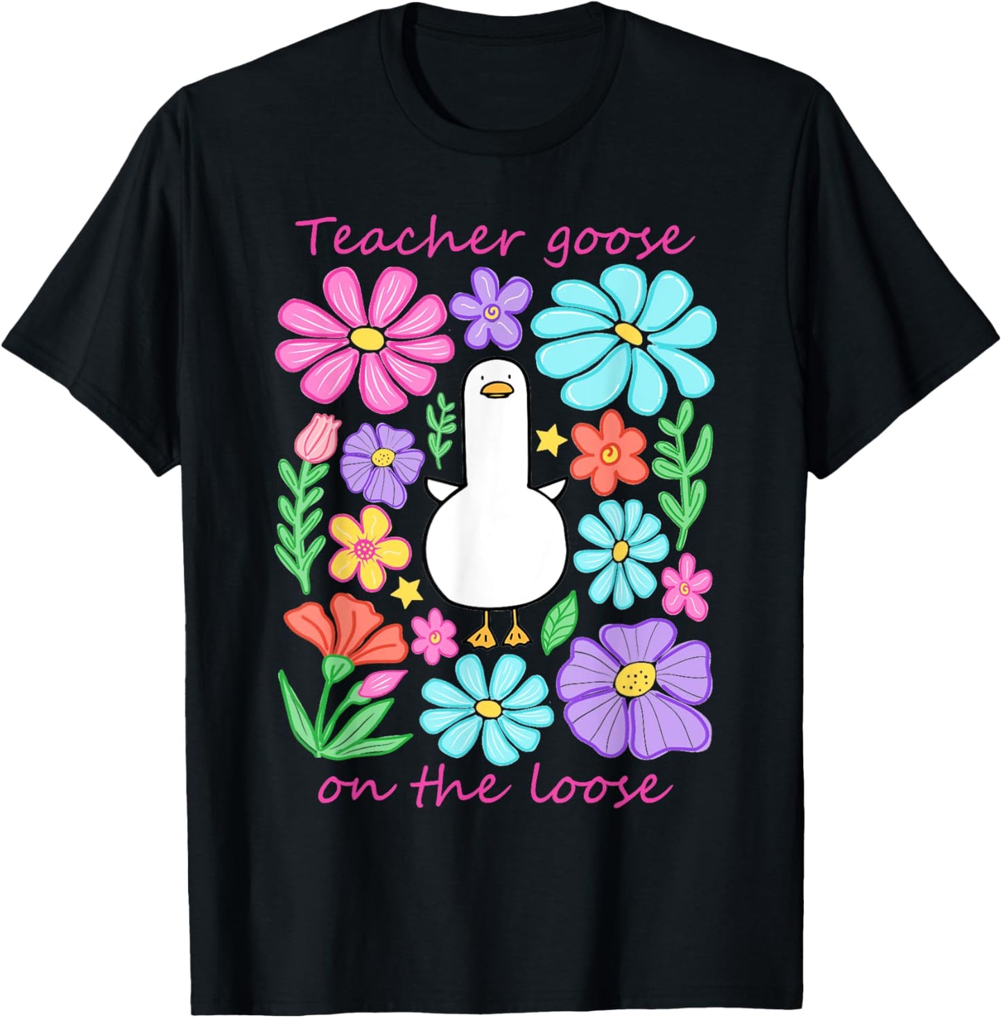 Funny Teacher Goose Cute Boho Design T-Shirt