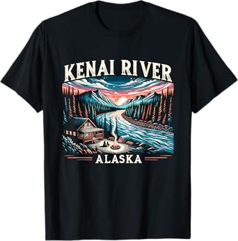 Kenai River Alaska AK Salmon Fishing Camping Hiking Retro T-Shirt