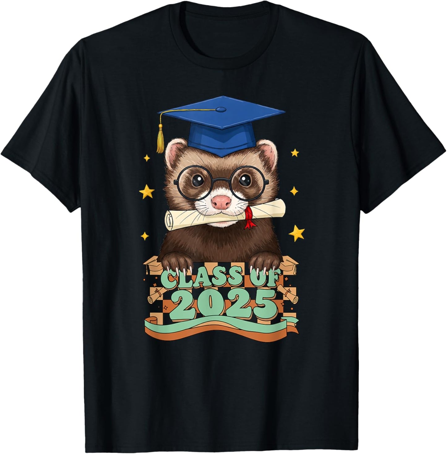Graduate Ferret Class Of 2025 Kids Mens Womens Graduation T-Shirt