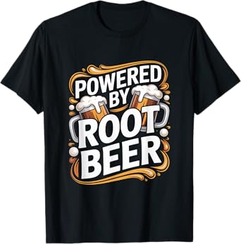 Powered by Root Beer Mug Cheers Graphic T-Shirt
