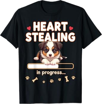 Heart Australian Shepherd Dog Funny Gift Aussie Puppy T-Shirt