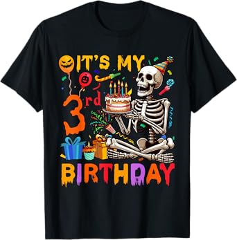 It's My 3rd Birthday Halloween Skeleton Matching Party T-Shirt