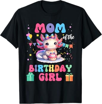 Mommy Of the Birthday Axolotl Family Matching Bday Party T-Shirt
