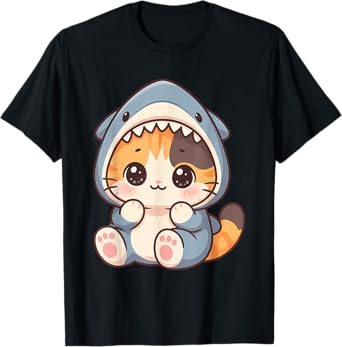 Kawaii Cute Kitten Shark Costume Kitty My Cat is a Shark T-Shirt