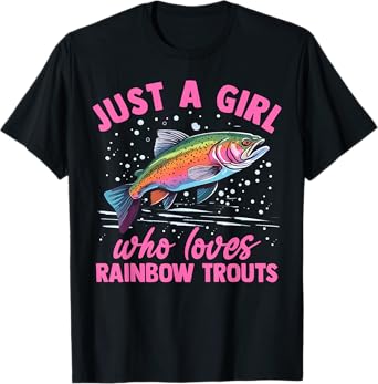 Floral Rainbow Trout Just A Girl Who Loves Rainbow Trout T-Shirt