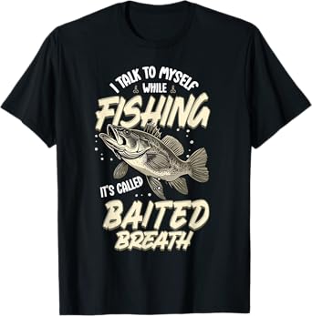 Funny Fishing Angler "Baited Breath" Humor Design T-Shirt