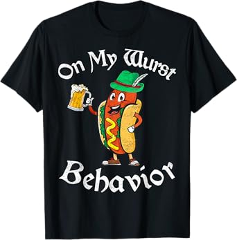 On My Wurst Behavior Funny Bratwurst Beer German Oktoberfest T-Shirt
