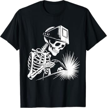 Funny Skeleton Welding Lovers Spooky Halloween Welder T-Shirt